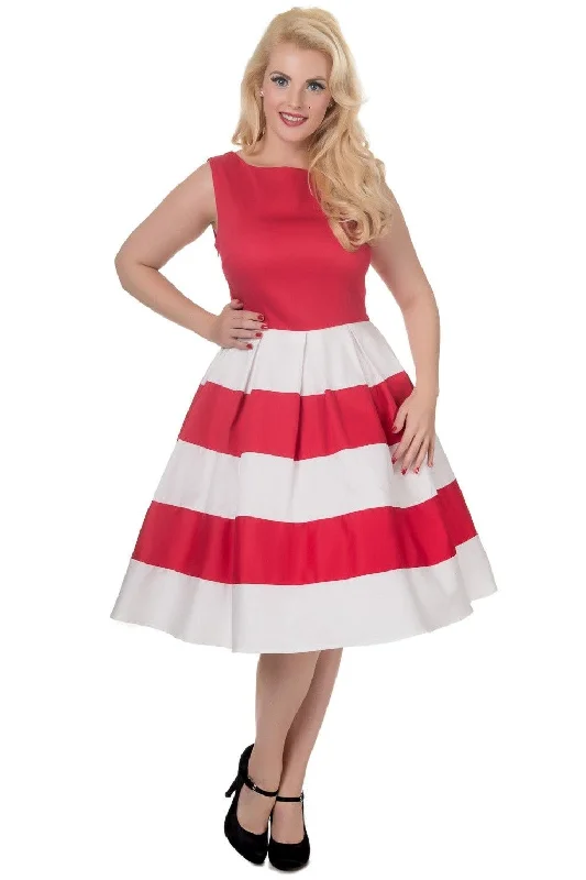 Anna 50's Red/White Striped Swing Dress