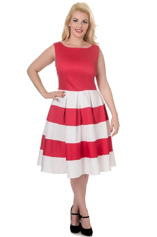 Anna 50's Red/White Striped Swing Dress