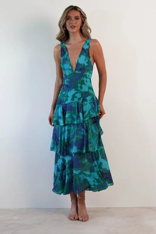 Alba Floral Print Maxi Dress | Green Print