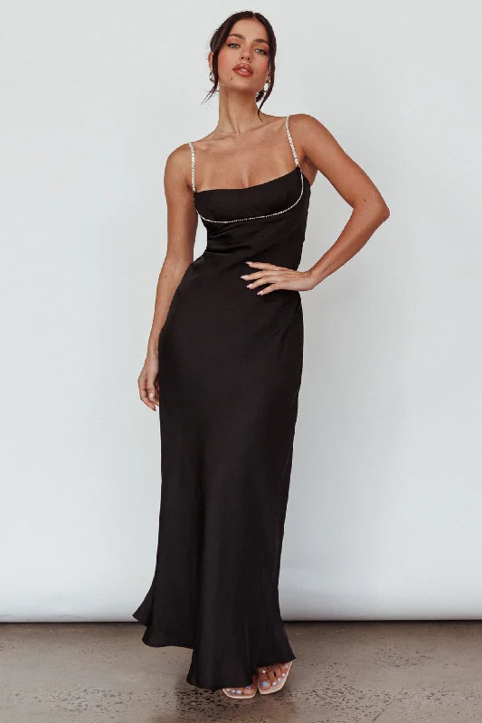 Linka Diamante Strap Maxi Dress Black