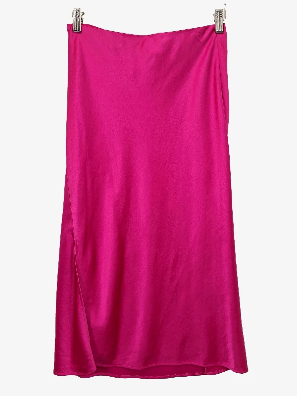 Country Road Satin Fuchsia Slip Midi Skirt Size 10