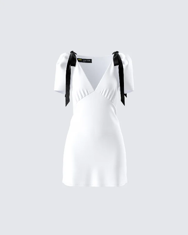 Rupa White Puff Sleeve Mini Dress